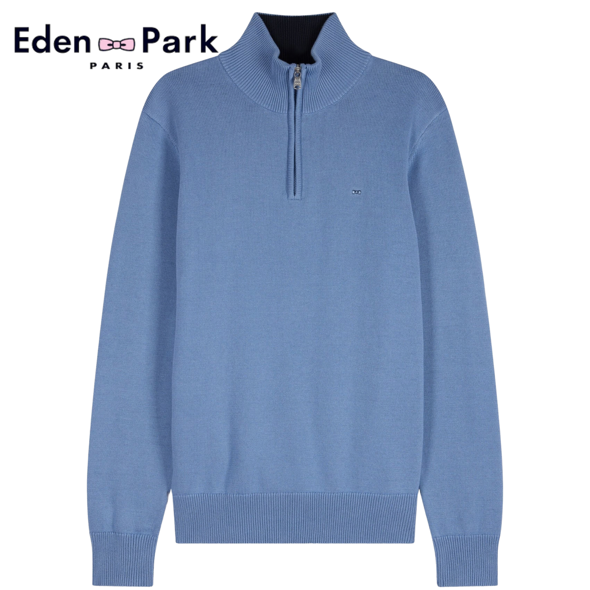 Eden Park Trucker Neck Sky Blue Knit Blue