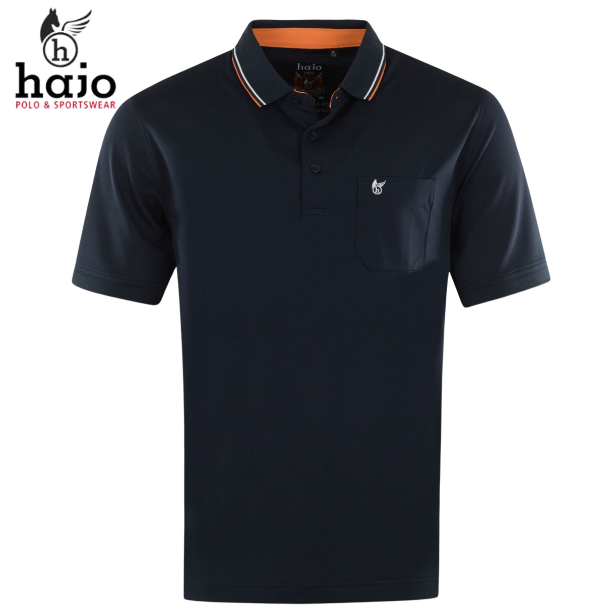 Hajo Tactel Navy Tipped Collar Polo Navy