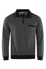 Hajo Charcoal Quarter Zip Sweatshirt Grey