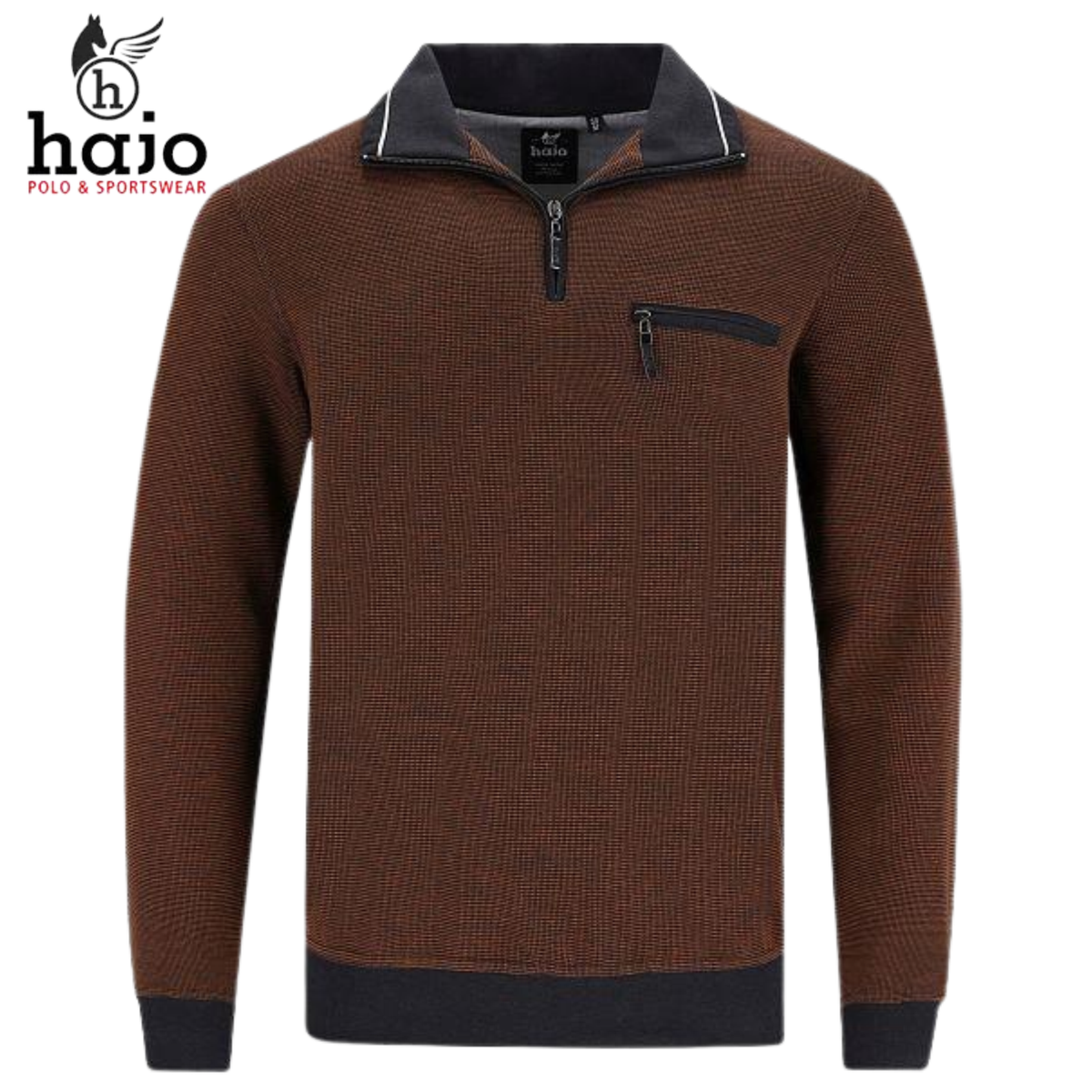 Hajo Stay Fresh 1/4 Zip Mocca Sweater Brown