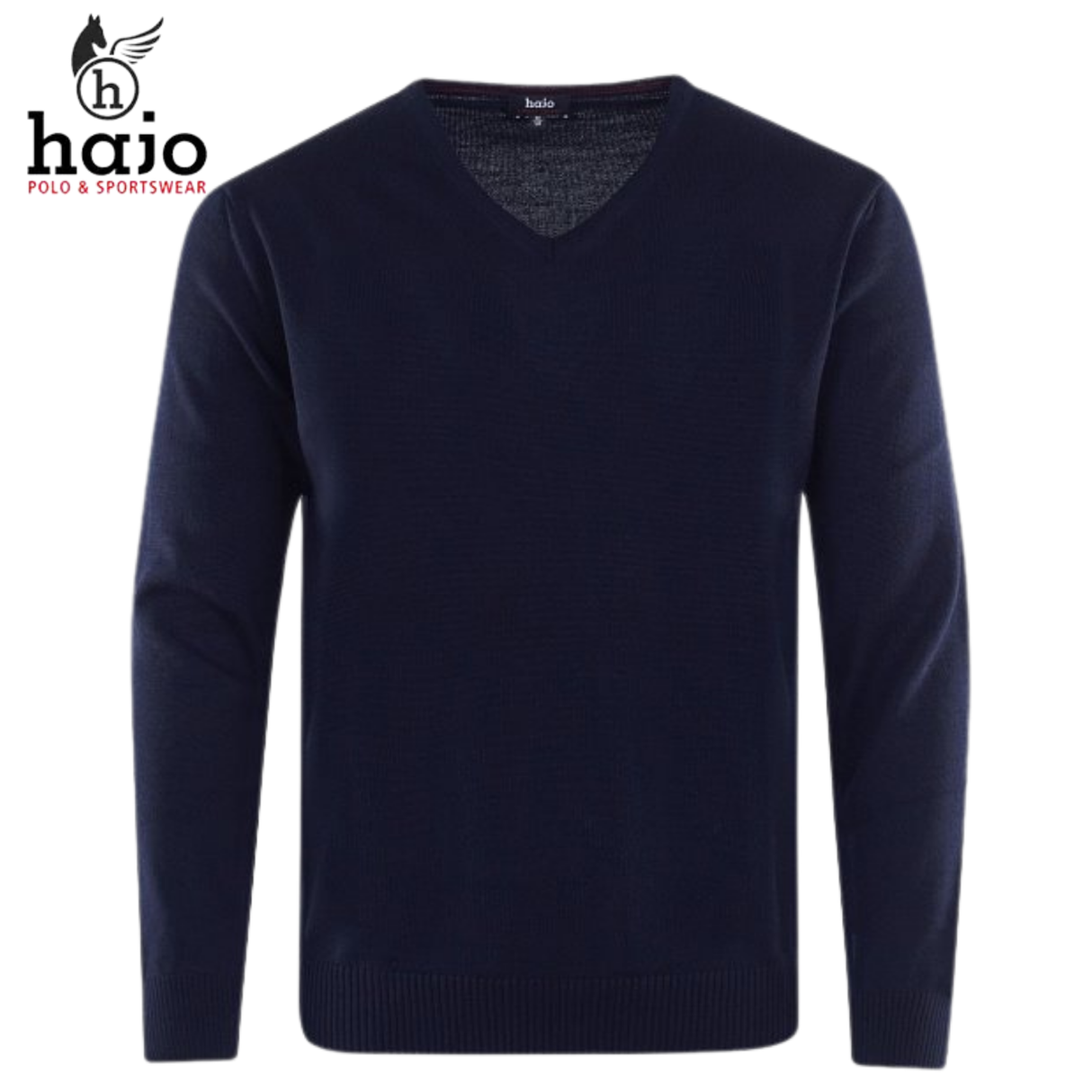 Hajo Merino Wool Navy V-Neck Jumper Navy