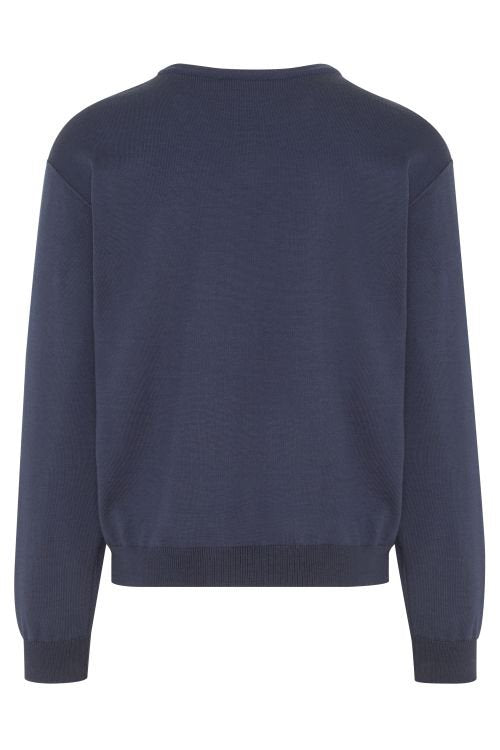 Hajo Merino Wool Navy V-Neck Jumper Navy
