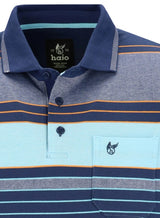 Hajo Pique Stripe Admiral Polo Shirt Blue