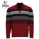 Hajo Place Stripe Quarter Zip Berry Knit Wine