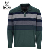Hajo Place Stripe Quarter Zip Green Knit Green