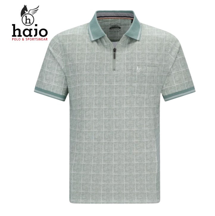 Hajo Square Print Stay Fresh Polo Shirt Green