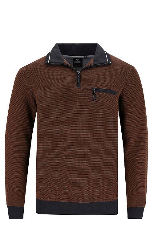 Hajo Stay Fresh 1/4 Zip Mocca Sweater Brown