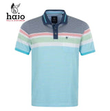 Hajo Jacquard Multi Colour Stripe Polo Navy