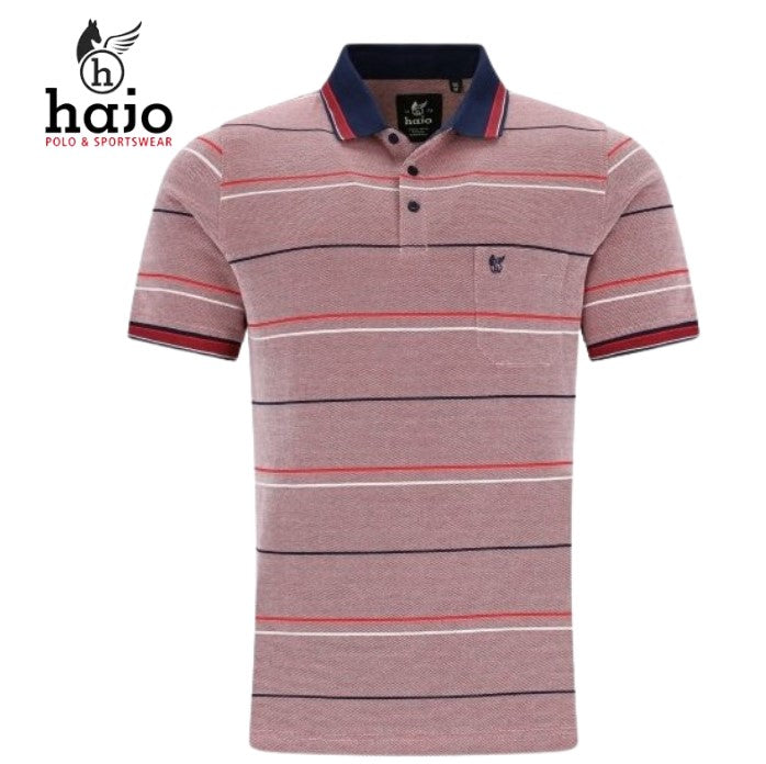 Hajo Stay Fresh Classic Stripe Polo Red