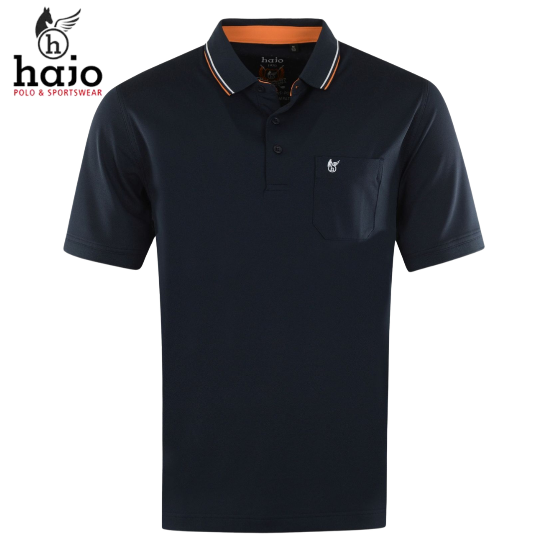 Hajo Tactel Navy Tipped Collar Polo Navy