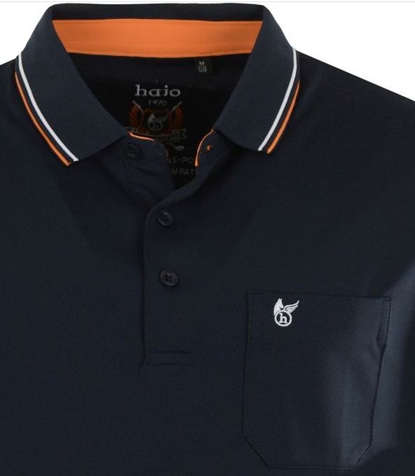 Hajo Tactel Navy Tipped Collar Polo Navy