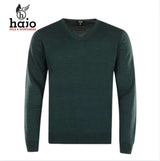 Hajo Merino Wool Dark Green V-Neck Green