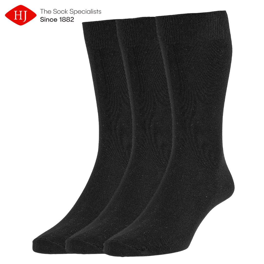 Hj Hall 3 Pack Classic Black Socks Black