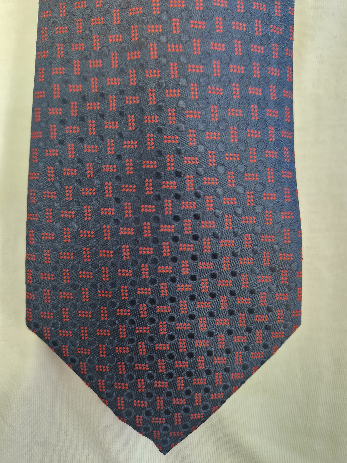 Hunter & Oak X-Long Navy Red Pattern Tie Navy