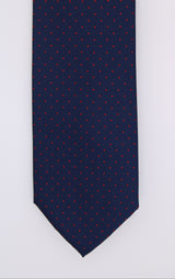 Hunter & Oak X-Long Navy & Red Spot Tie Navy