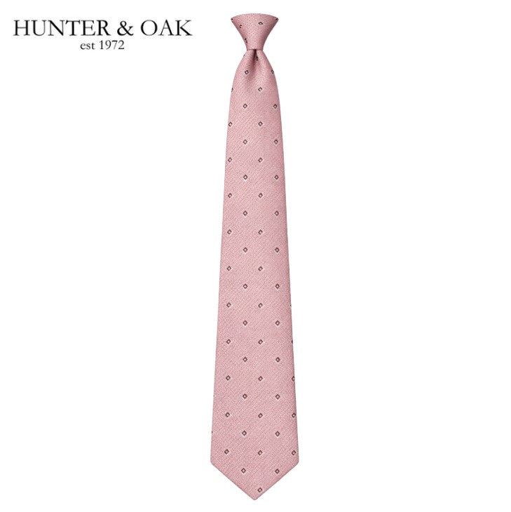 Hunter & Oak X-Long Pink Print Tie Pink