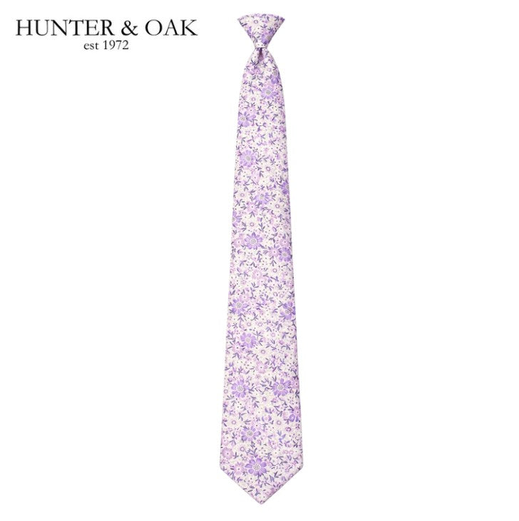 Hunter & Oak X-Long Purple Flower Tie Se Purple