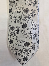 Hunter & Oak X-Long Silver Floral Tie Silver