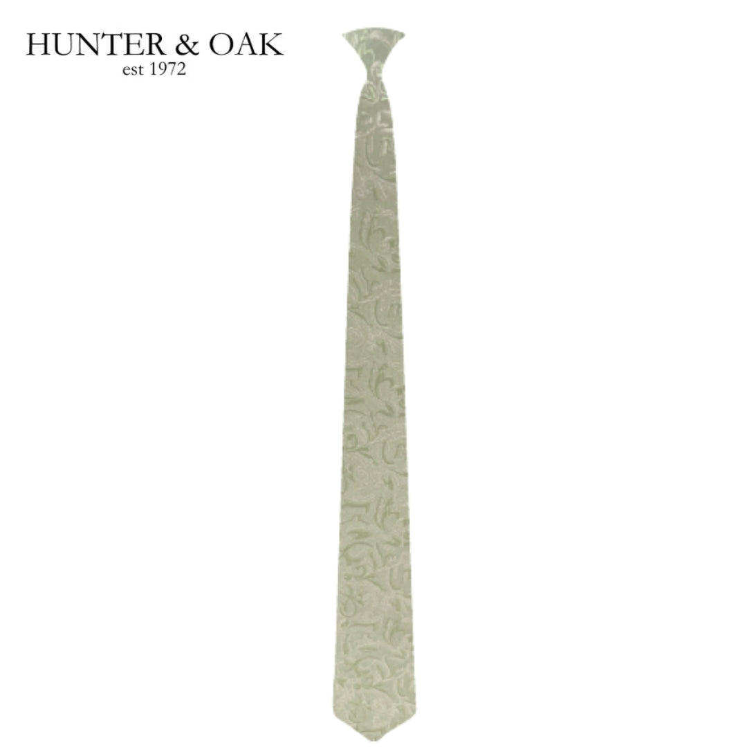 Hunter & Oak X-Long Green Paisley Tie Green