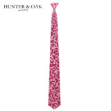 Hunter & Oak X-Long Paisley Pink Tie Pink