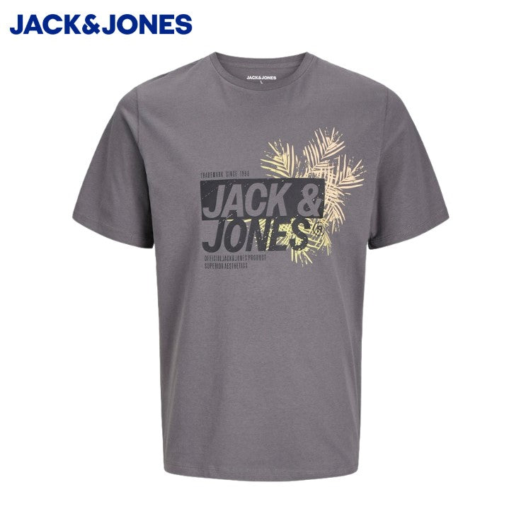 Jack & Jones Axon Logo Castlerock Tee Grey