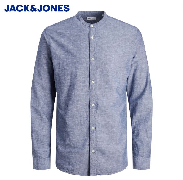 Jack & Jones Band Linen Blend Blue Shirt Blue