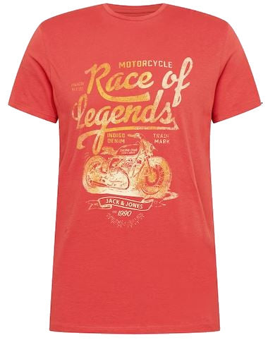 Jack & Jones Biker Logo Red T-Shirt Red