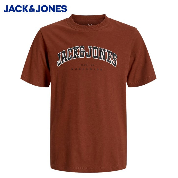 Jack & Jones Caleb Logo Burnt Henna Tee Orange