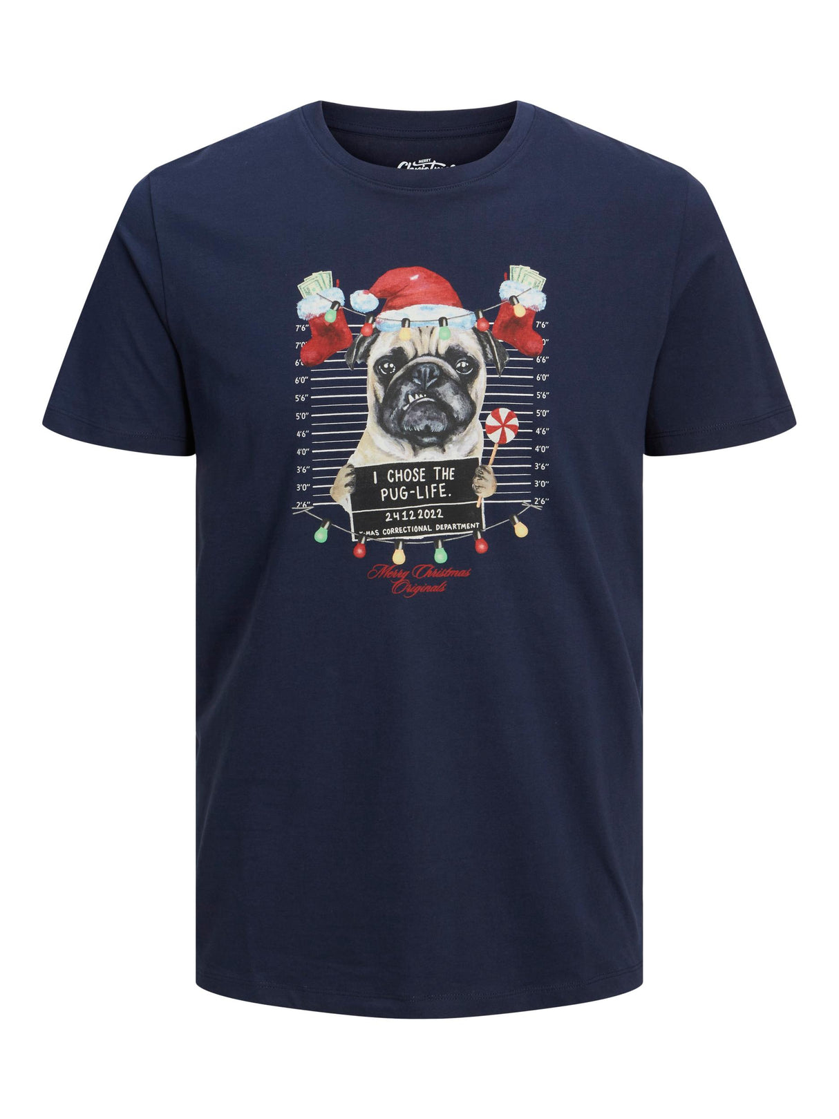 Jack & Jones Christmas Mugshot Navy Tee Navy