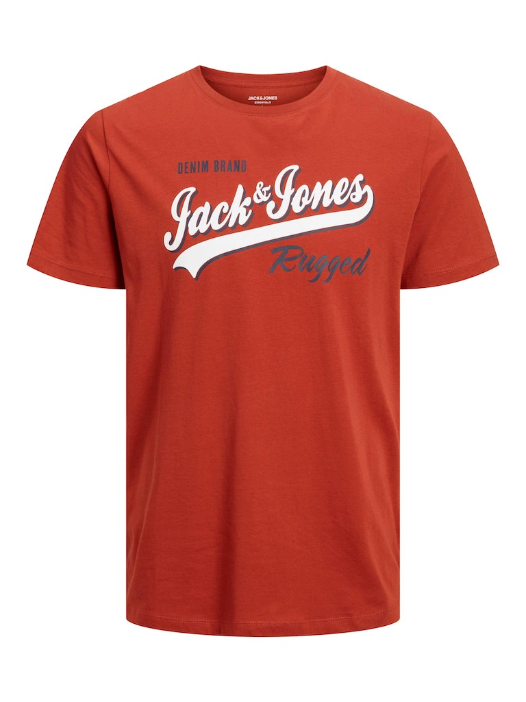 Jack & Jones Cinnabar Logo Crew Neck Tee Orange