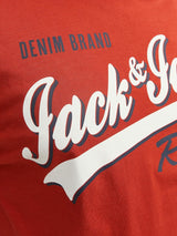 Jack & Jones Cinnabar Logo Crew Neck Tee Orange