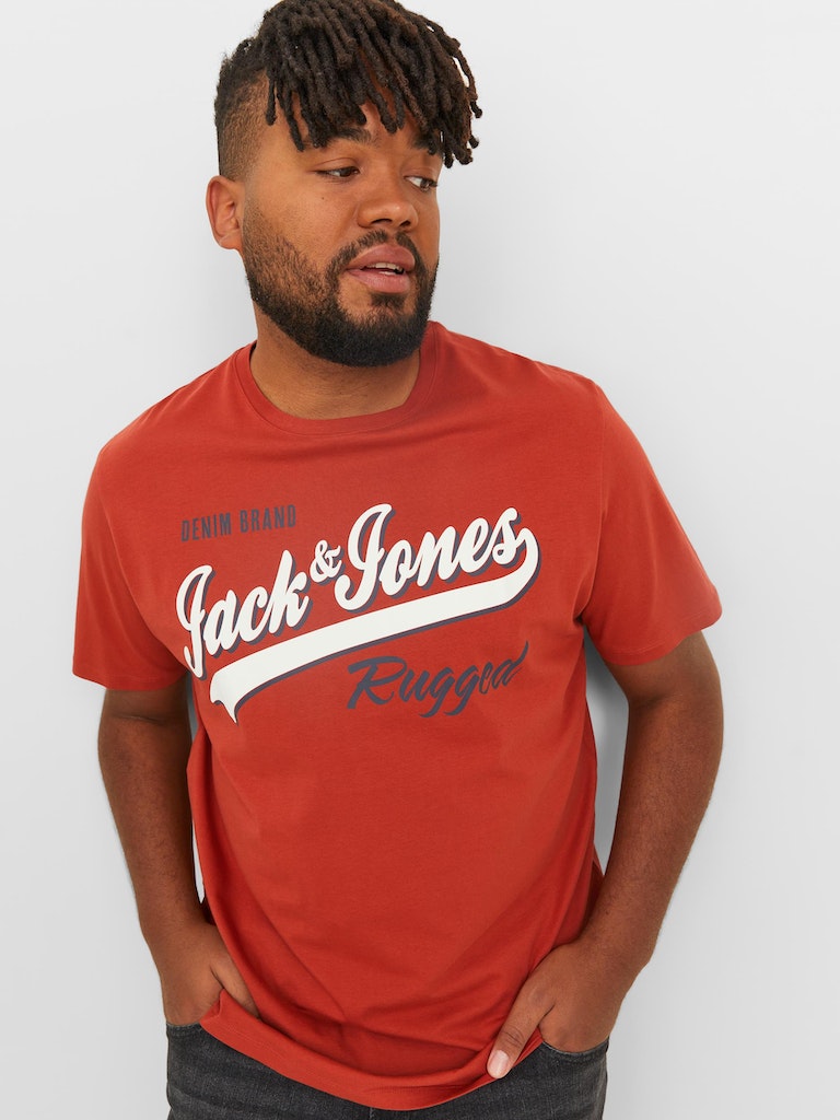 Jack & Jones Cinnabar Logo Crew Neck Tee Orange