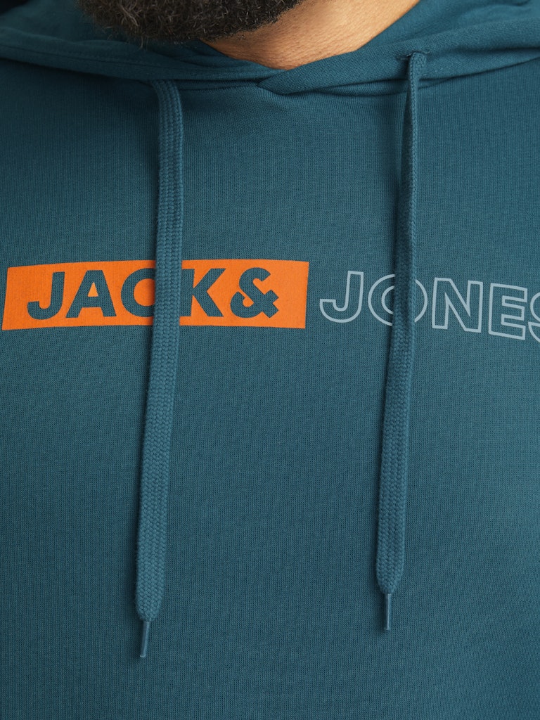 Jack & Jones Corp Logo Teal Hoodie Green