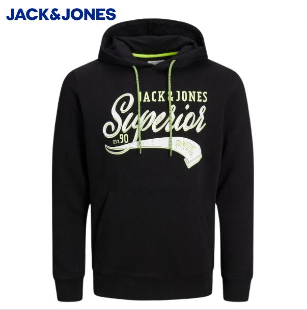 Jack & Jones Emett Black Sweat Hoodie Black