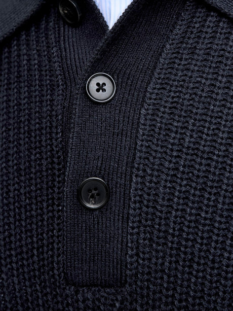 Jack & Jones Kaito Long Sleeve Knit Polo Navy