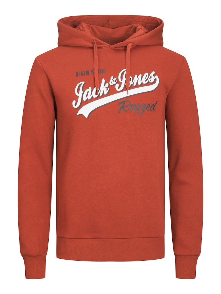 Jack & Jones Logo Cinnabar Hoodie Rust