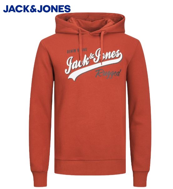 Jack & Jones Logo Cinnabar Hoodie Rust