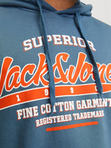 Jack & Jones Logo Oceanview Hoodie Blue