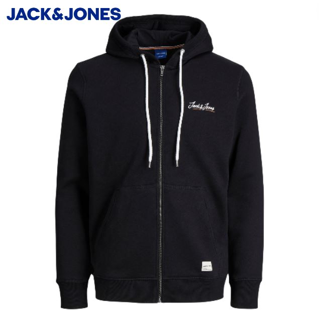 Jack & Jones Ortons Black Zip Hoodie Black