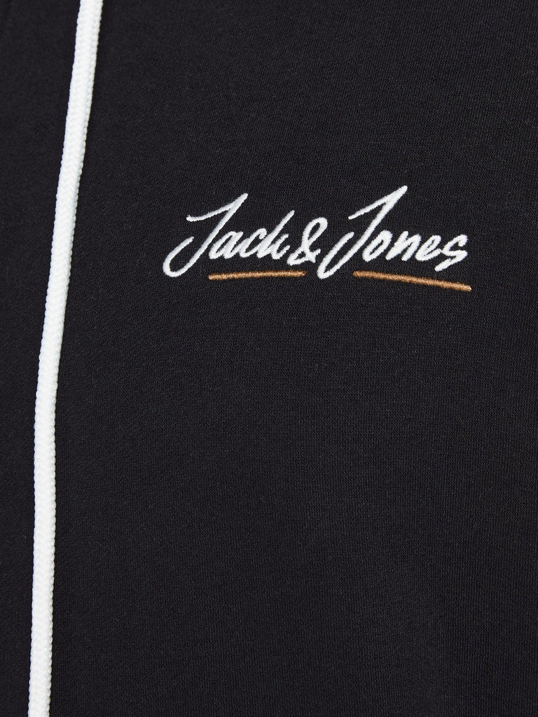 Jack & Jones Ortons Black Zip Hoodie Black