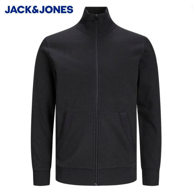 Jack & Jones Paulos Black Full Zip Sweat Black