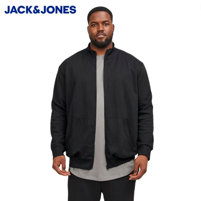 Jack & Jones Paulos Black Full Zip Sweat Black