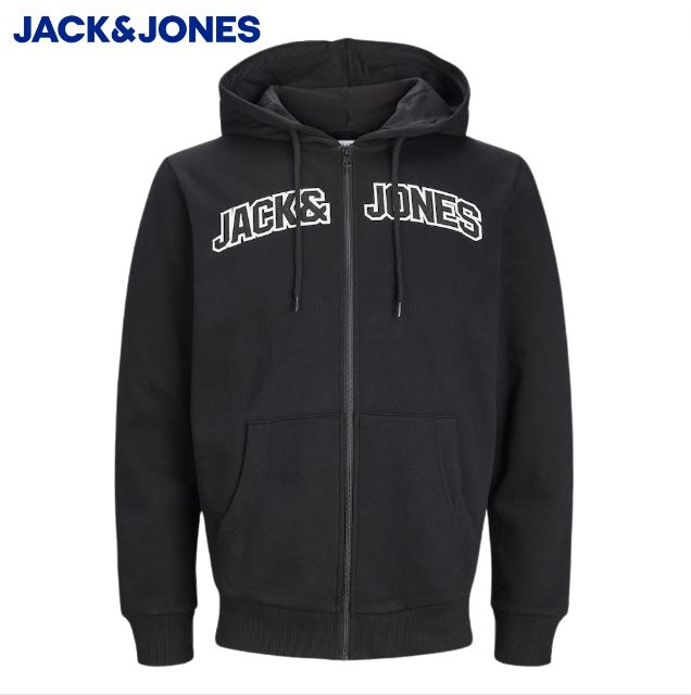 Jack & Jones Roux Black Zip Hoodie Black