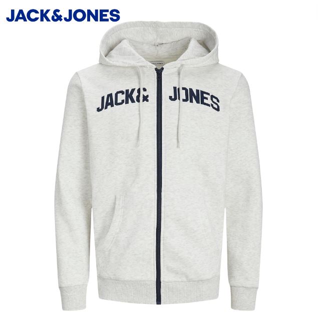 Jack & Jones Roux White Zip Hoodie White