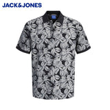 Jack & Jones Split Floral Print Polo Black