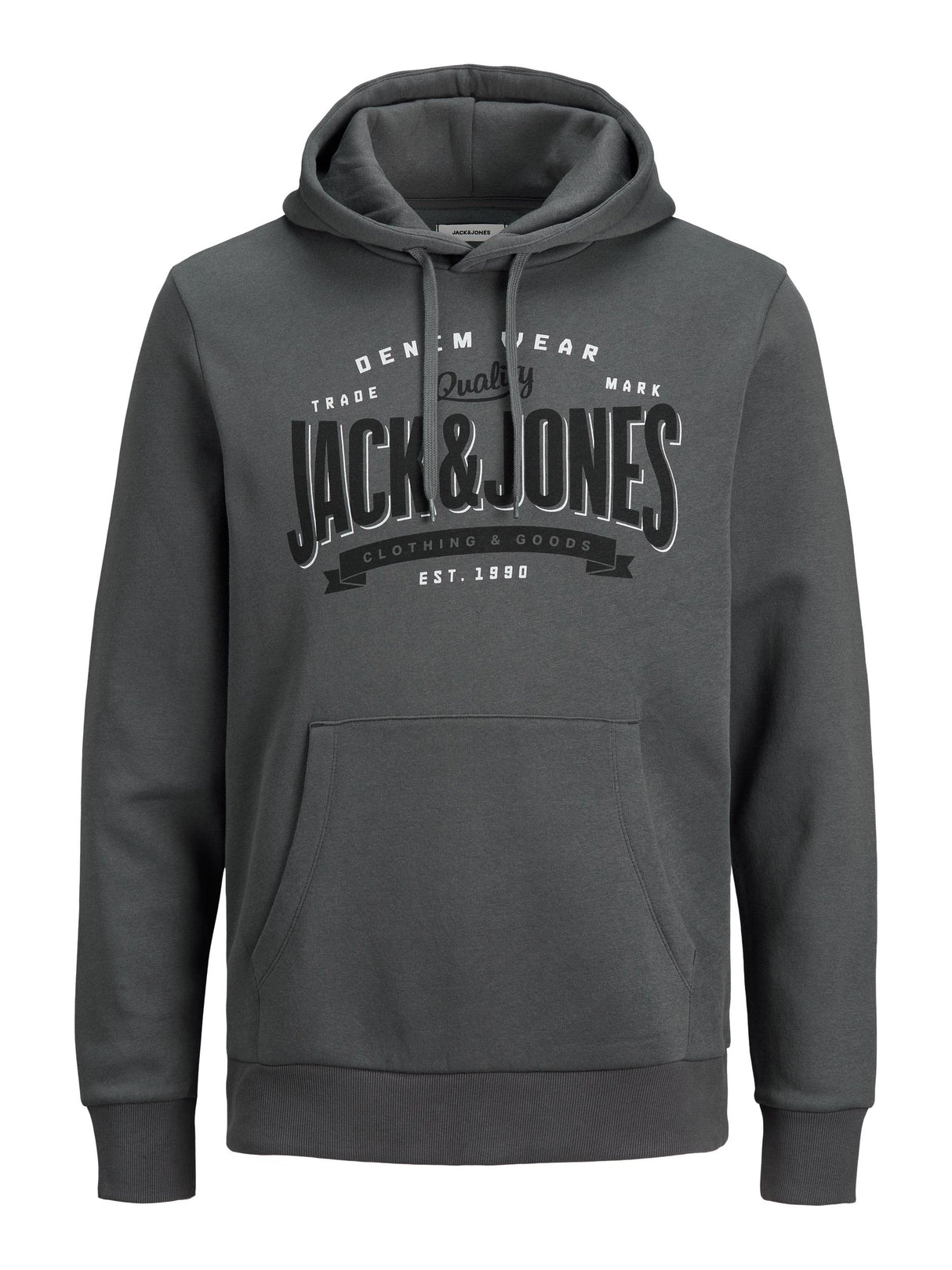 Jack & Jones Sweat Logo Asphalt Hoodie Grey