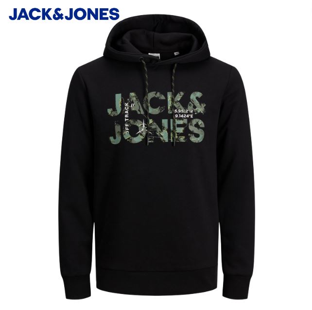 Jack & Jones Tech Black Logo Hoodie Black