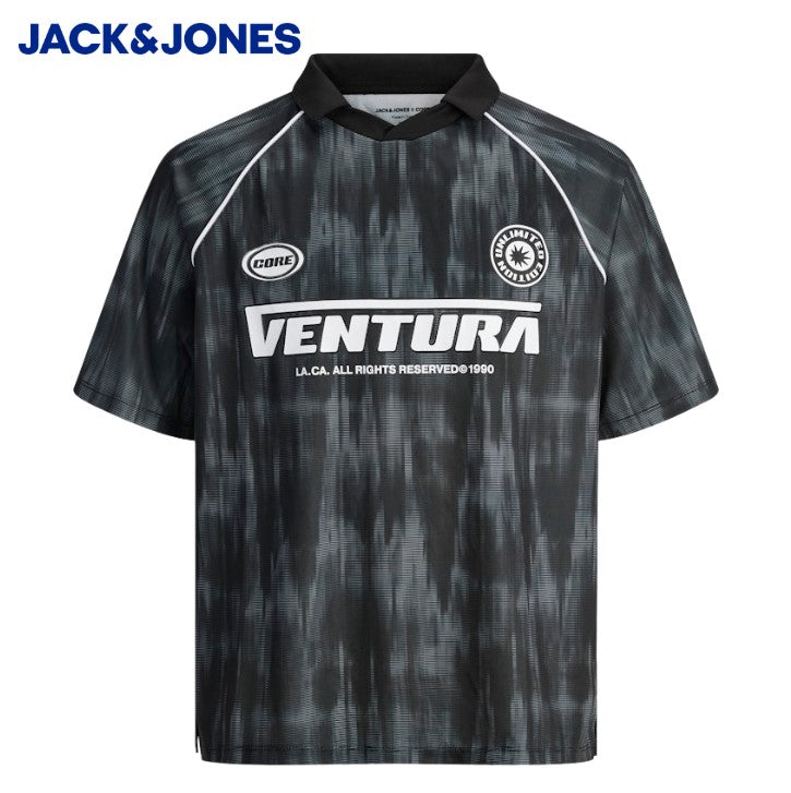 Jack & Jones Treat Mesh Collar Polo Black