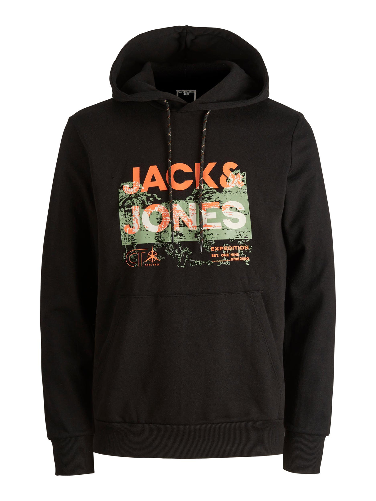 Jack & Jones Trek Logo Black Hoodie Black