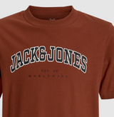 Jack & Jones Caleb Logo Burnt Henna Tee Orange